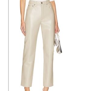 Agolde Women's Straight Leg Cream Leather Jeans